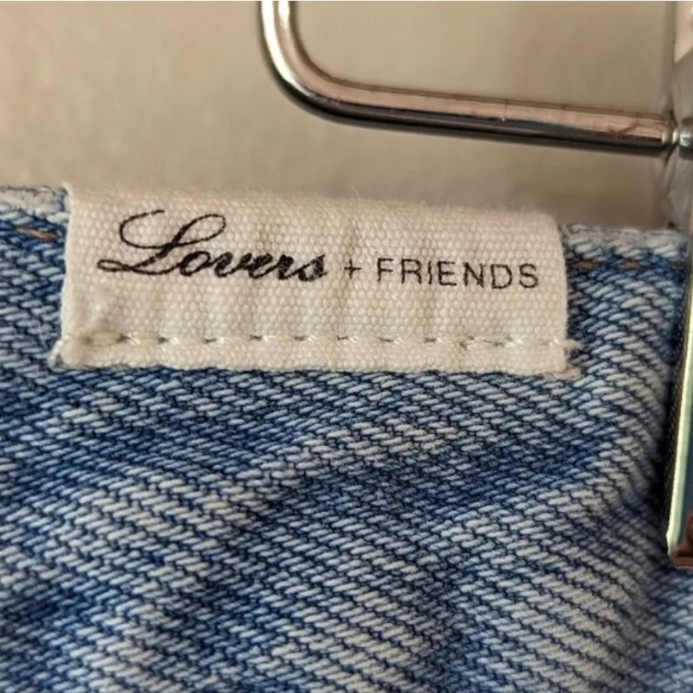 Lovers + Friends Y2K Elijah Distressed Asymmetrical Cotton Denim Mini Skirt 28